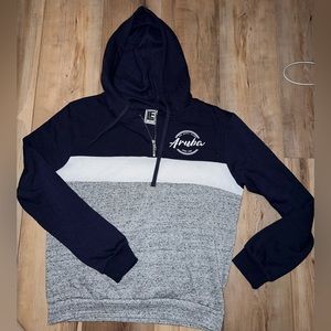 Quarter Zip pullover, navy + gray size L